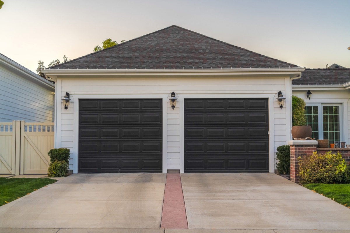 Newly installed dark garage doors